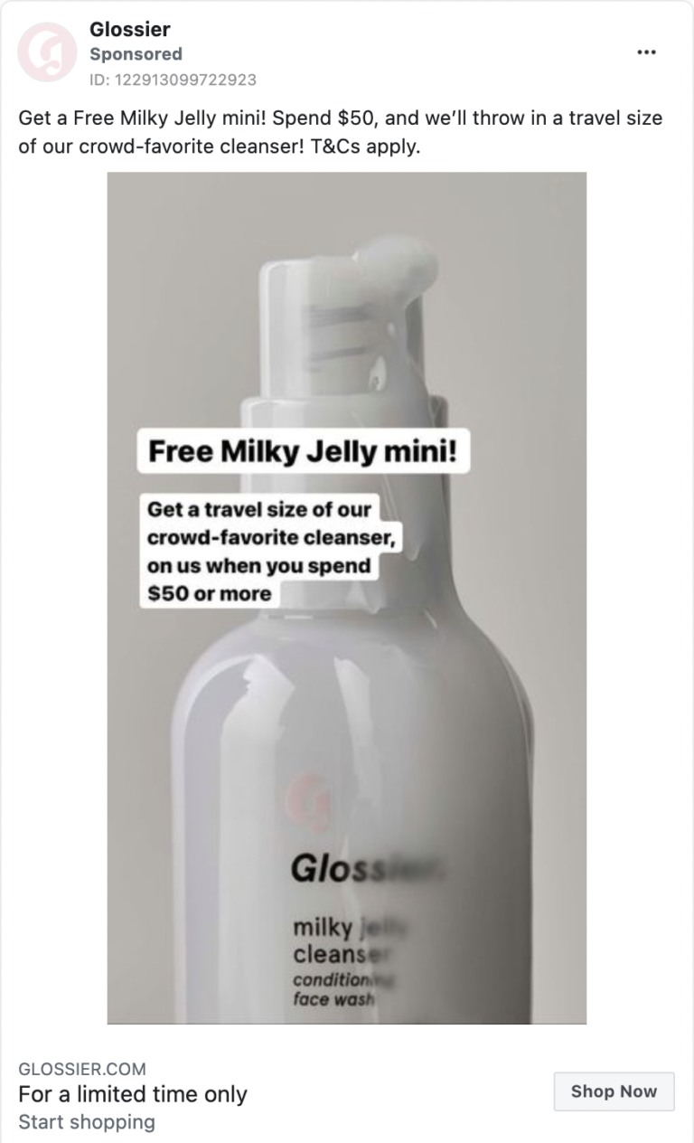 facebook ad from glossier