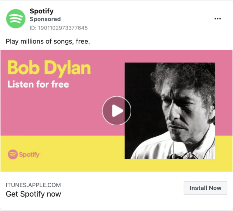 facebook ad from spotify