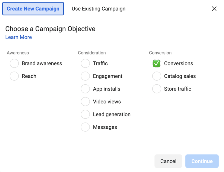 facebook ads campaign objective