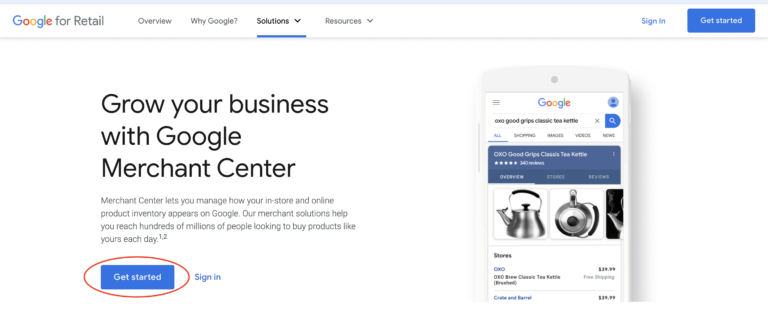 start with google merchant center