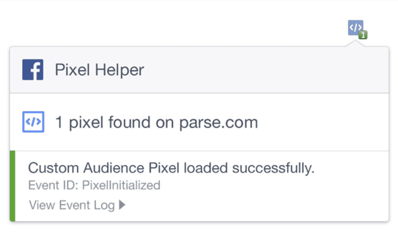 facebook pixel helper message