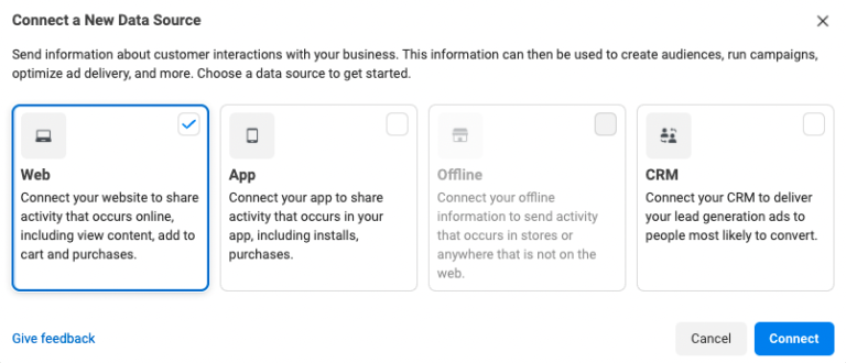 connect a new data source facebook business manager