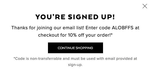 Pop-up form: thanks for signing up to increase shopify sales