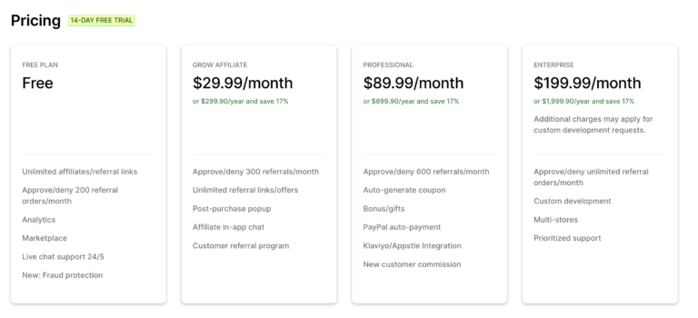 UpPromote Affiliate & Referral pricing