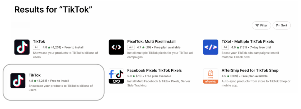 Install TikTok Pixel on Shopify app