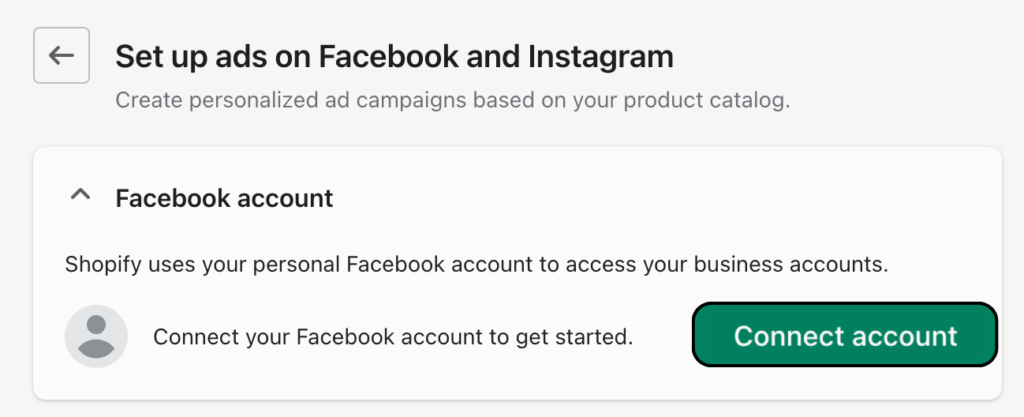 syncing facebook account with shopify