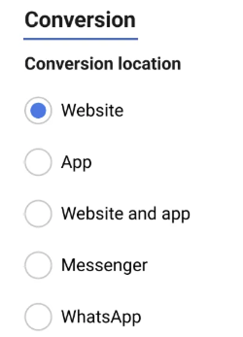 meta ads sales campaign conversion location