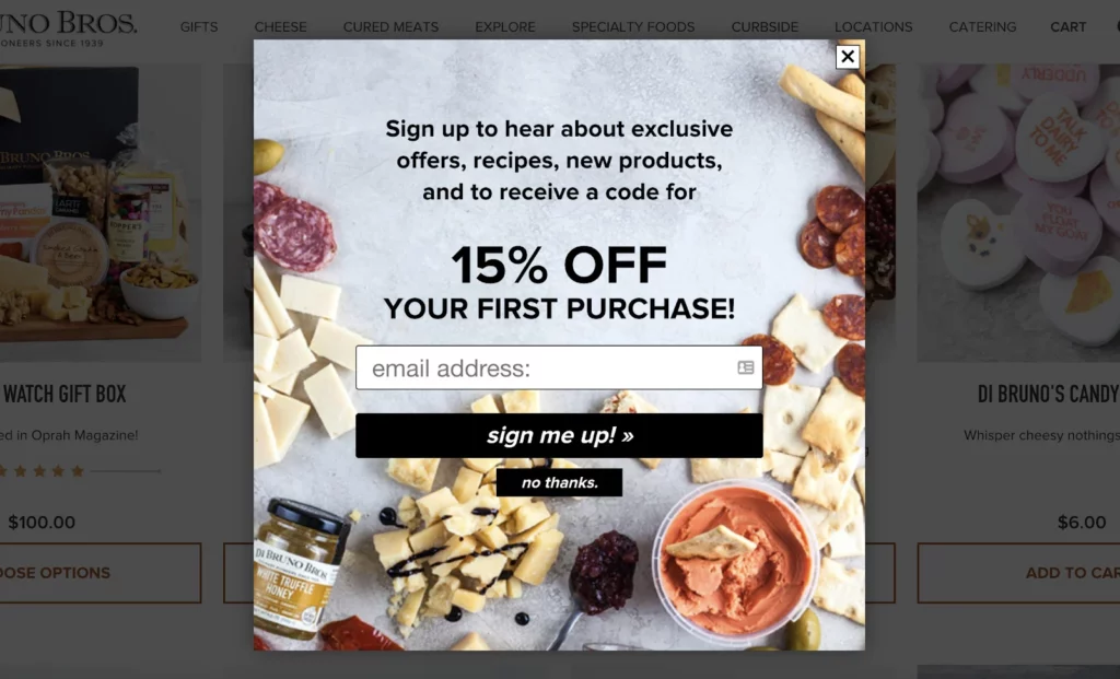 15% off your first purchase popup