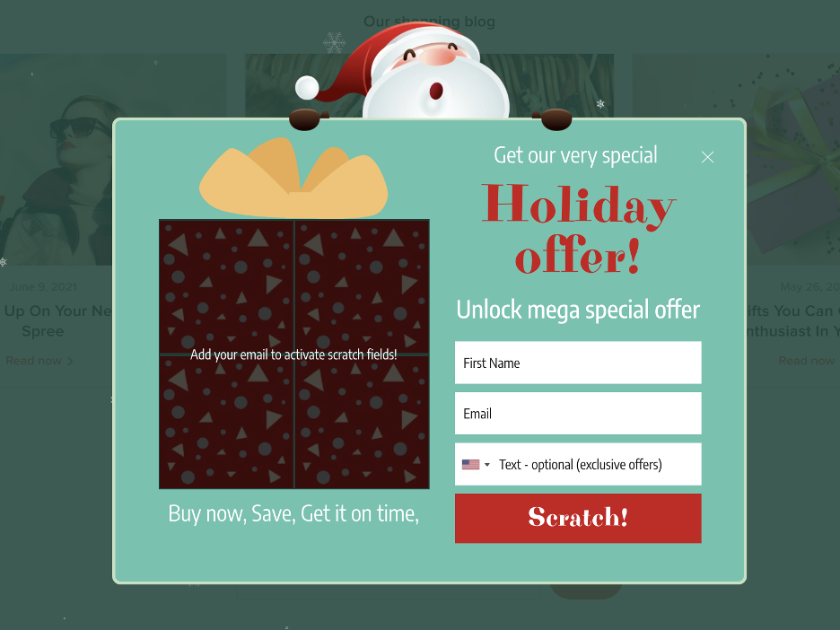 increase email subscriber list christmas popup
