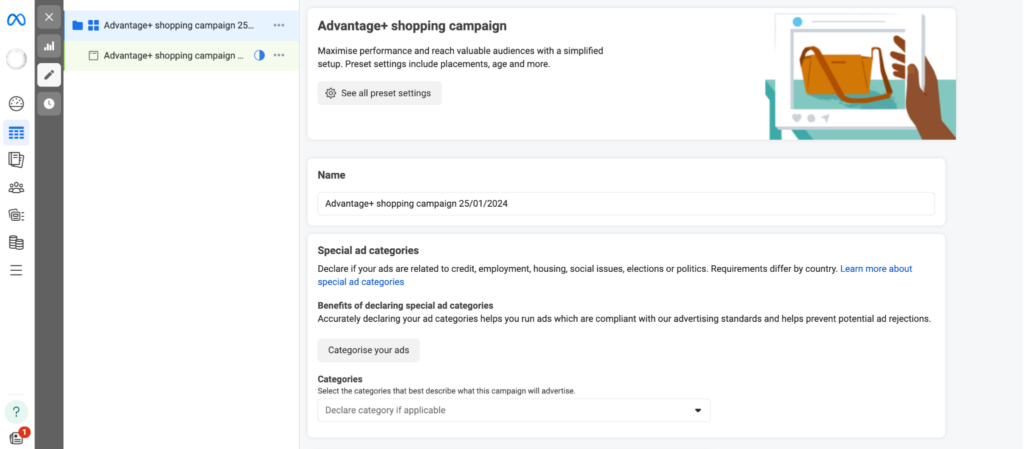 create advantege+ campaign step 4