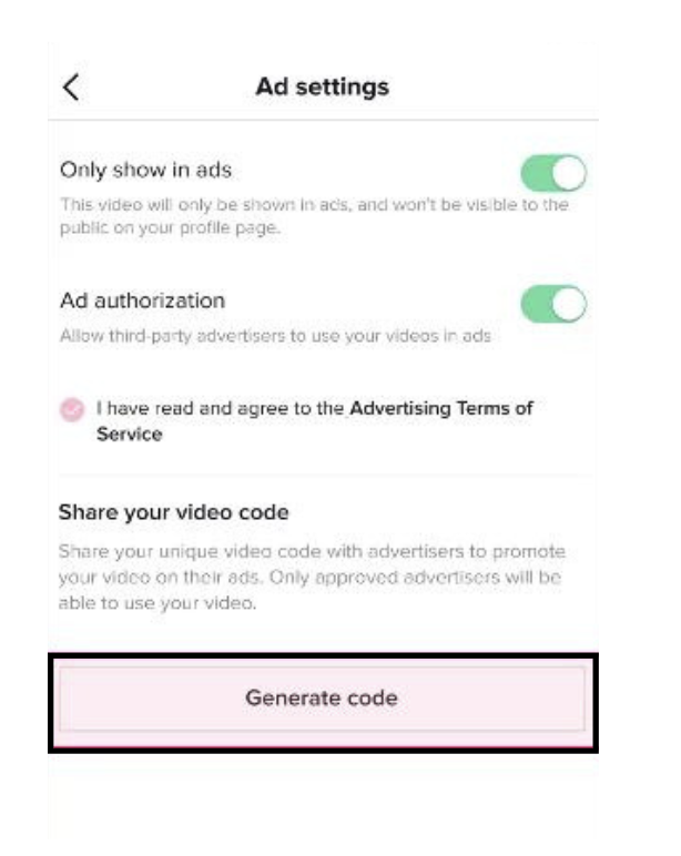 generate code for tiktok spark ad