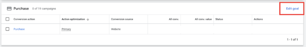 update primary and secondary conversion goal