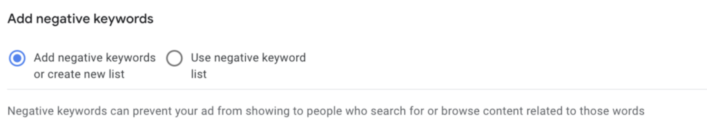 add negative keywords in google ads step 5
