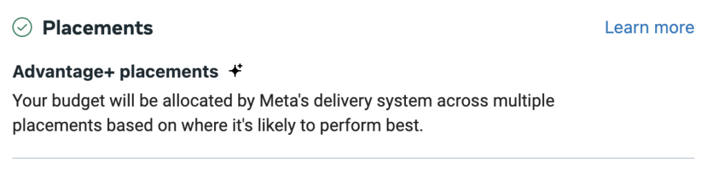 advantage+ placement in facebook ads manager
