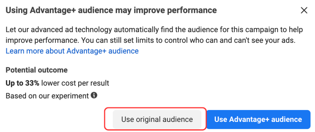 use original audience option