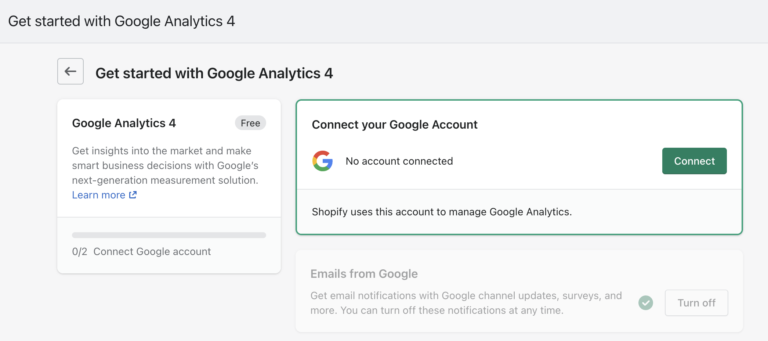 connect google analytics with shopify