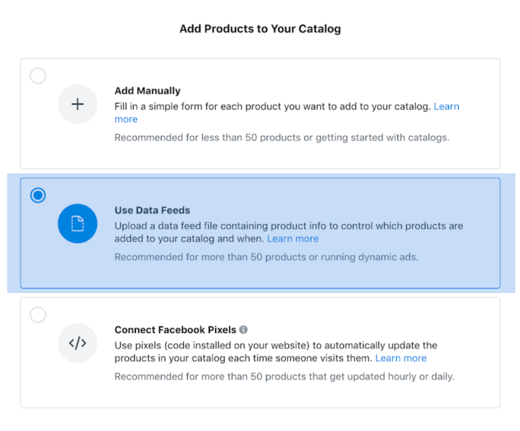 use data feeds for syncingshopify product catalog