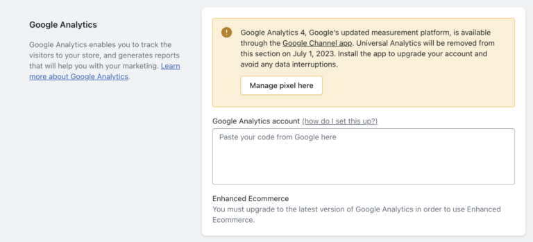 google analytics in shopify admin