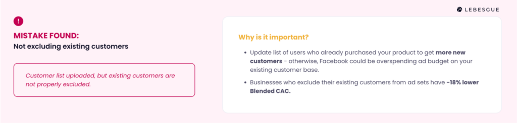 not excluding existing customers facebook ad mistake