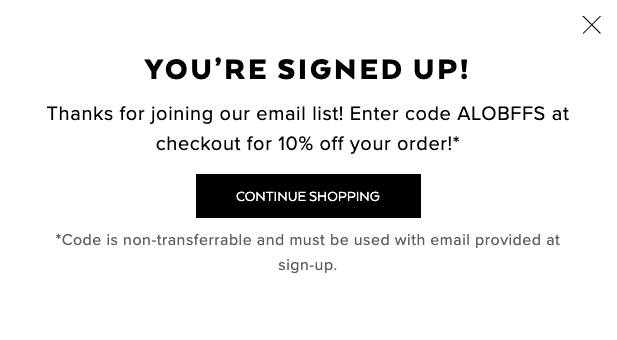 signed up popup