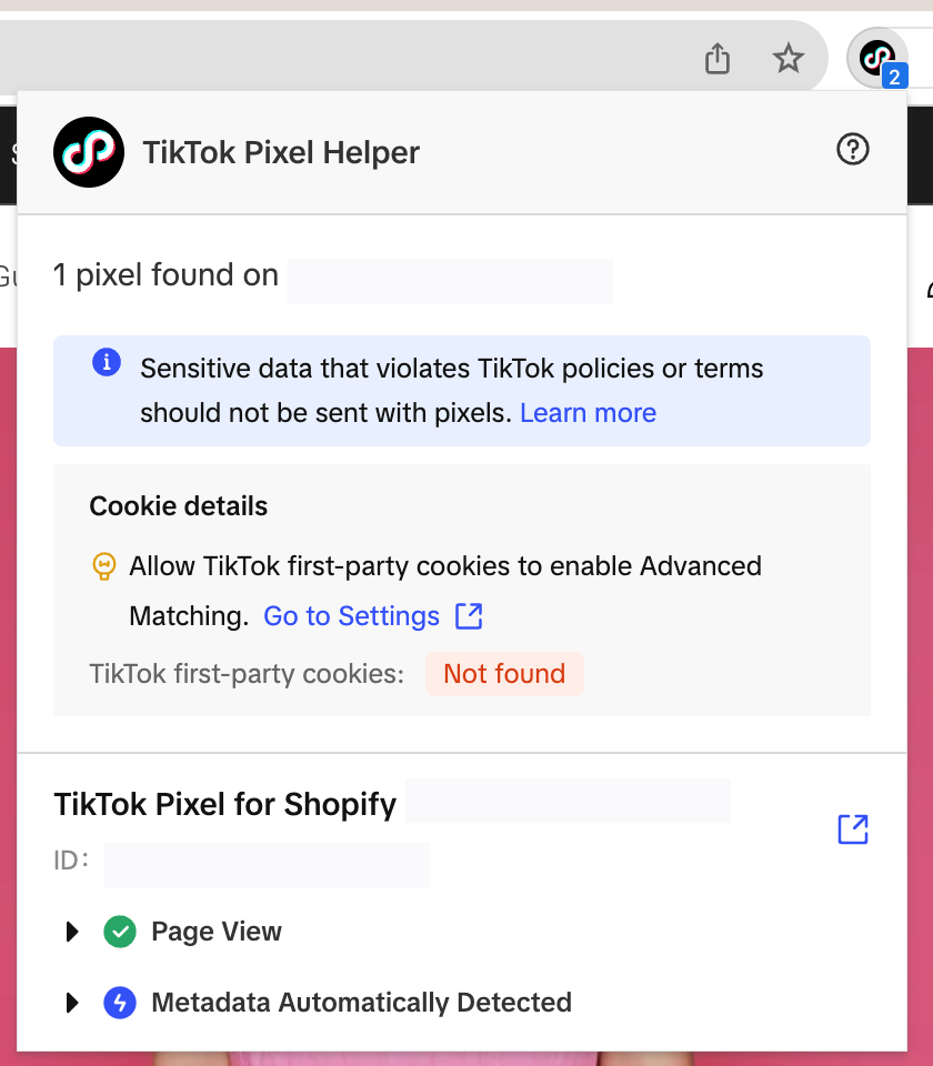 active tiktok pixel helper