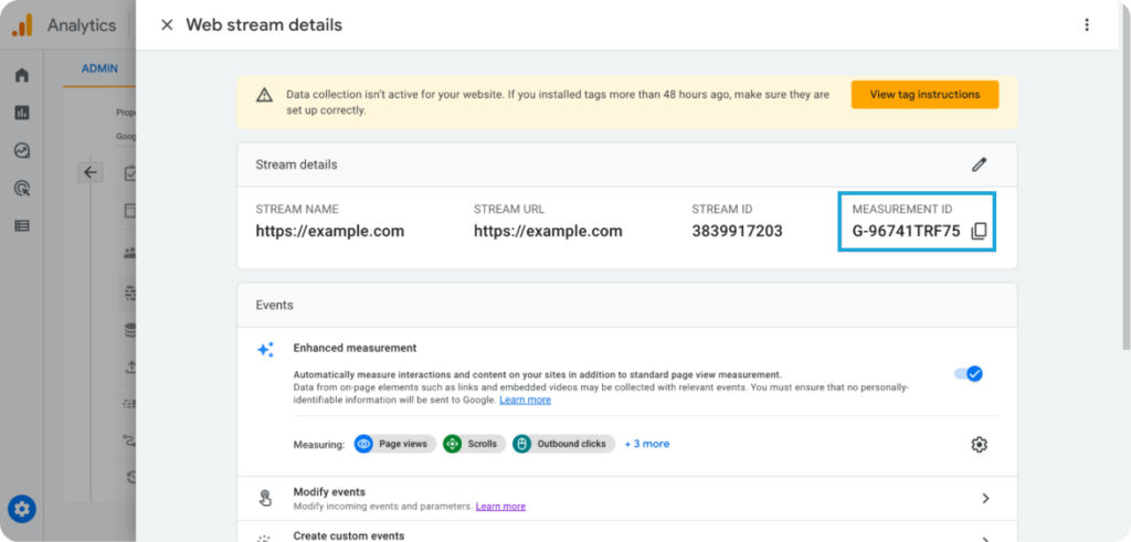 web stream details in ga4