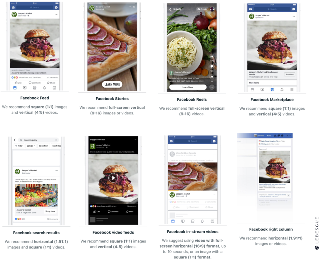 facebook ads placements options