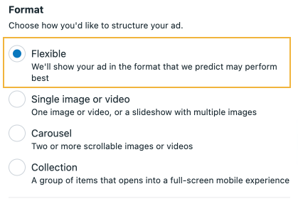 meta flexible ad format