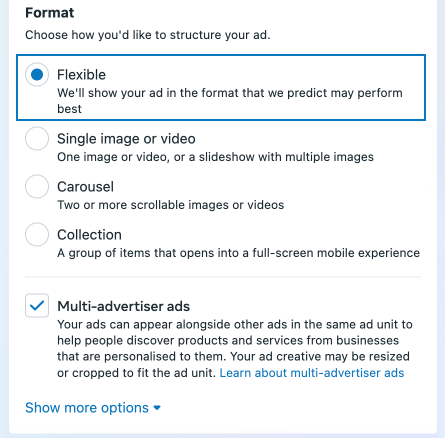 select flexible ad format