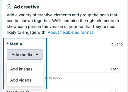 add images or videos for flexible ad format