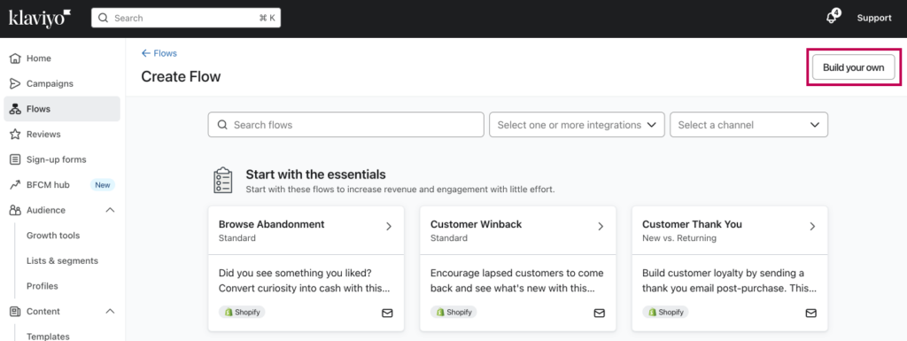 build your own abandoned cart flow in klaviyo