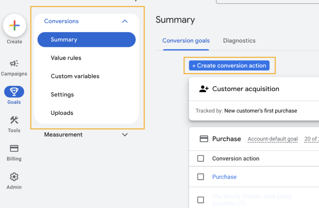 create conversion action in google ads