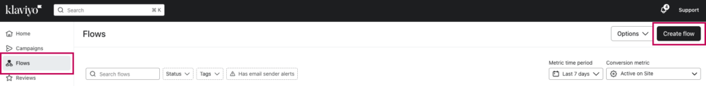create email flow in klaviyo
