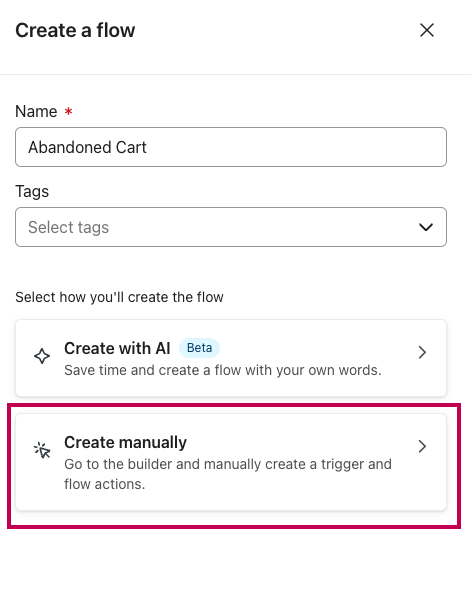 create manually abandoned cart flow