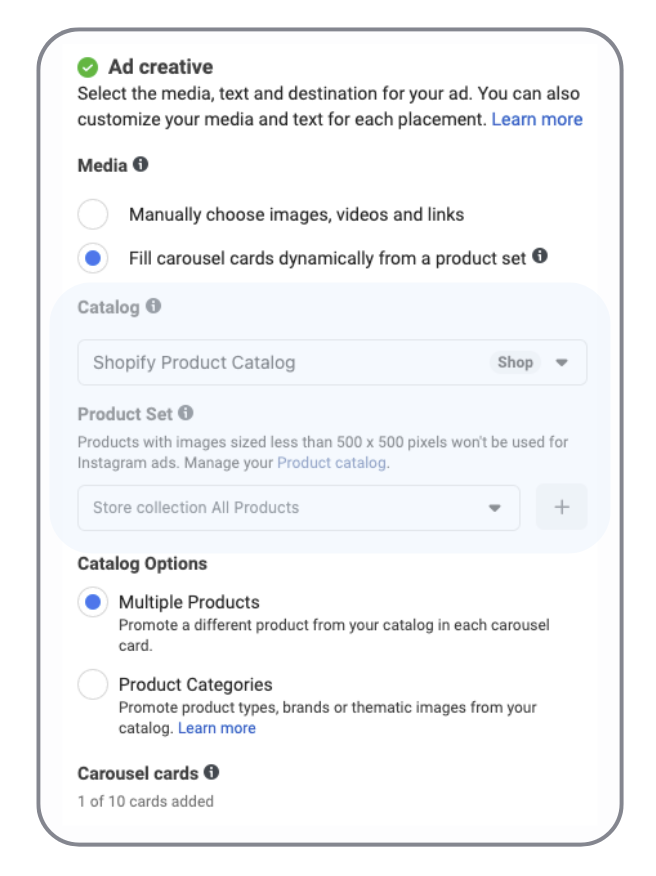 how to create product catalog ads on facebook