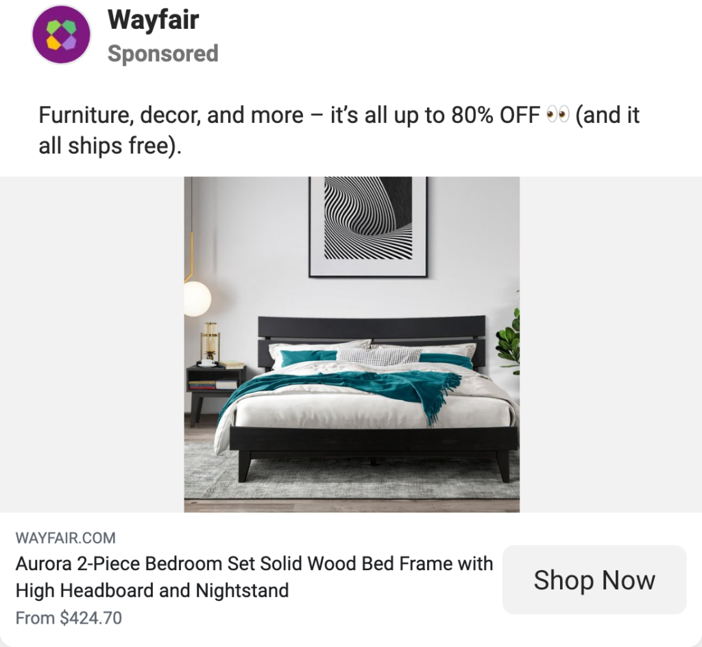 example of black friday facebook ad for home industry