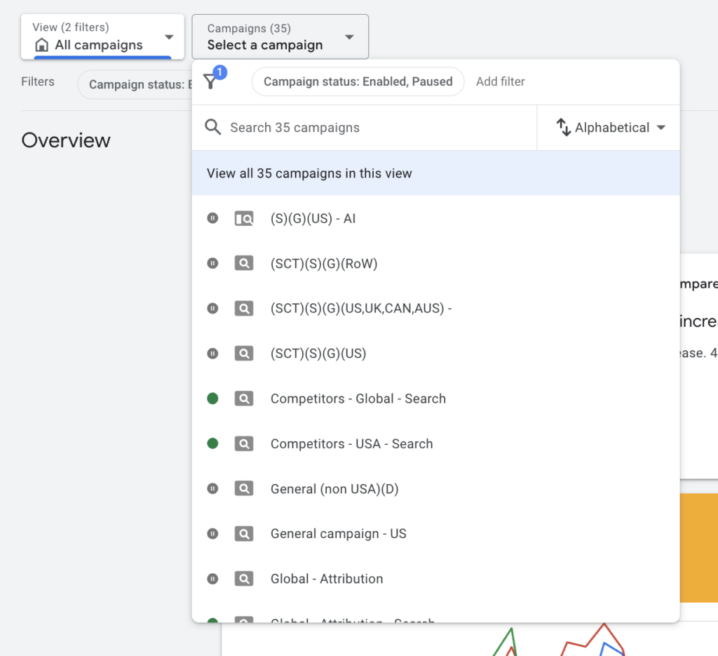 select campaign you like to analyze