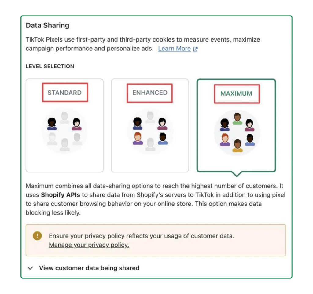 data sharing with tiktok pixel