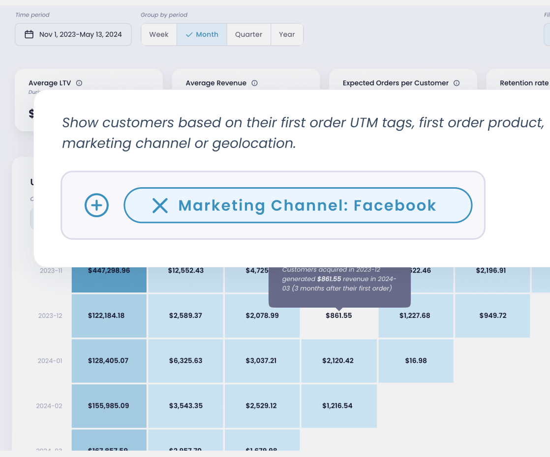 ltv analysis feature in Lebesgue: AI CMO