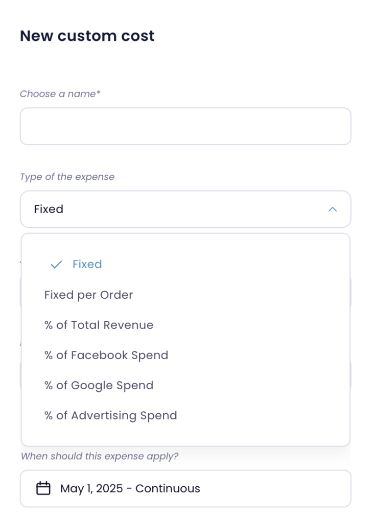 new custom costs options in lebesgue:ai cmo