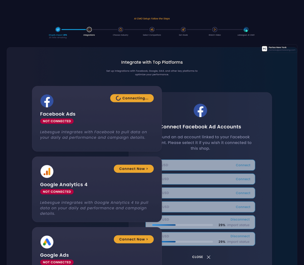 Lebesgue dashboard showing simpler setup process than competitors