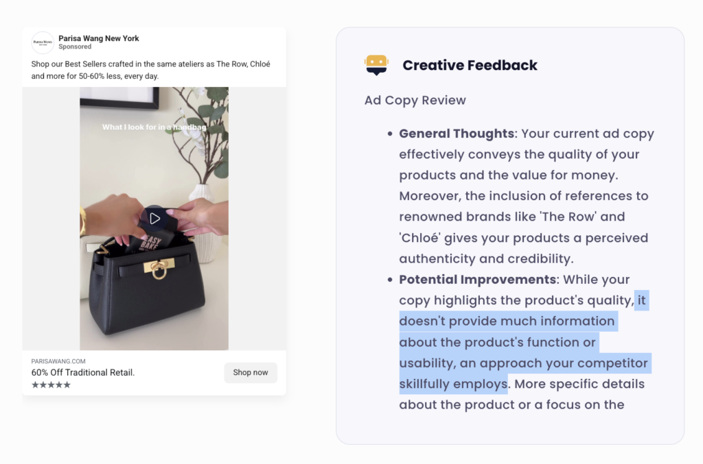 ai creative feedback on meta ads